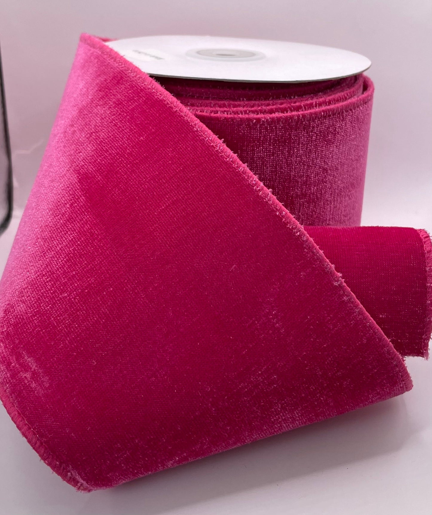 100mm Velvet Hot Pink Christmas Wired Ribbon Per Metre