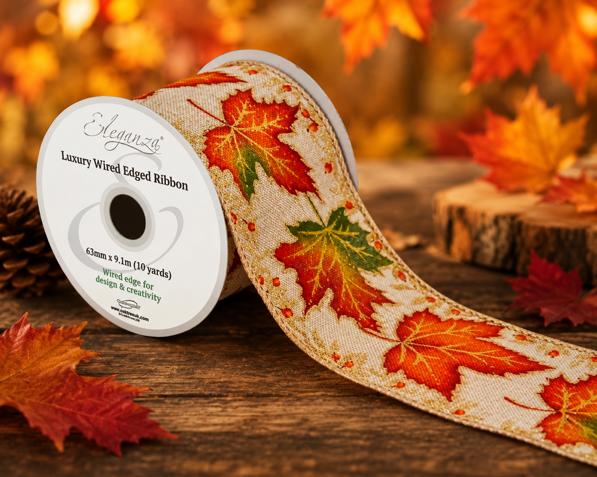 Wired Autumn Maple Glitter/Natural 63mm x 9.1m