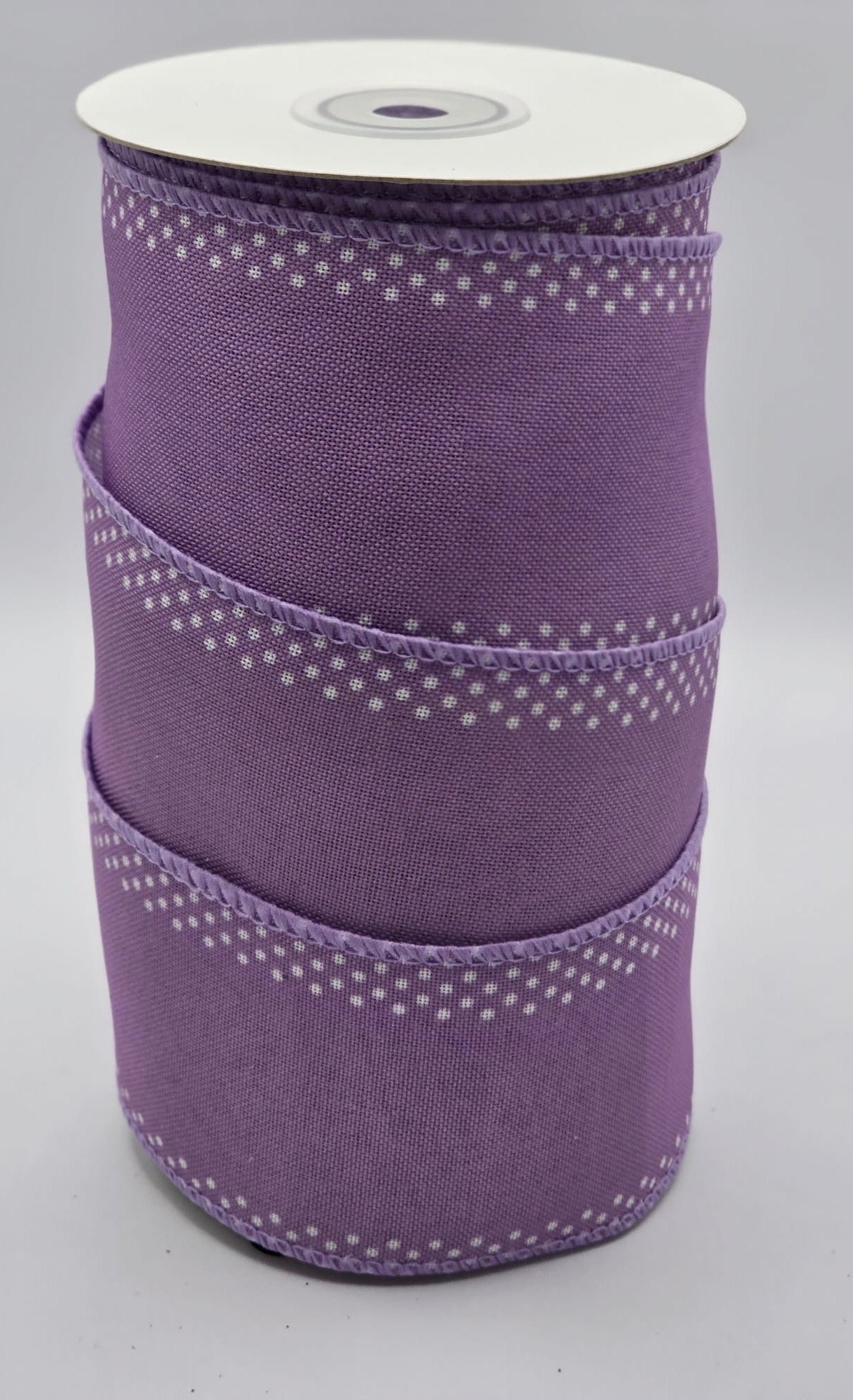 Wired Lilac Polka Dot Ribbon 2.5" x 10 yards