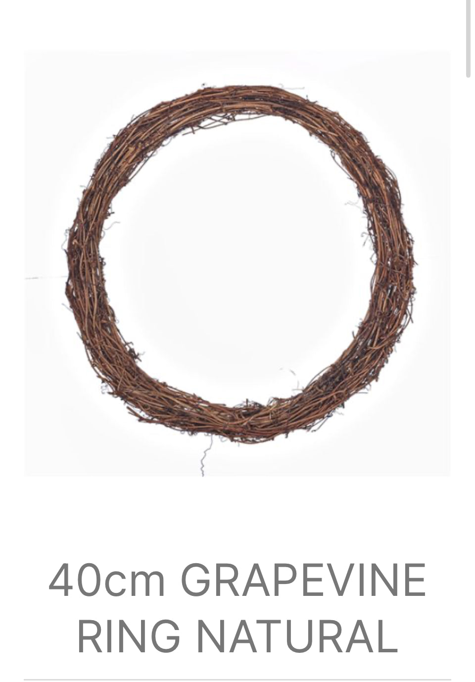 40cm Grapevine Natural Wreath
