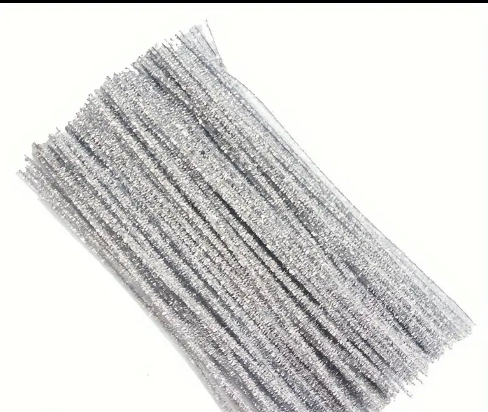 Pipe cleaners 12" x 6mm silver - Pack of 100
