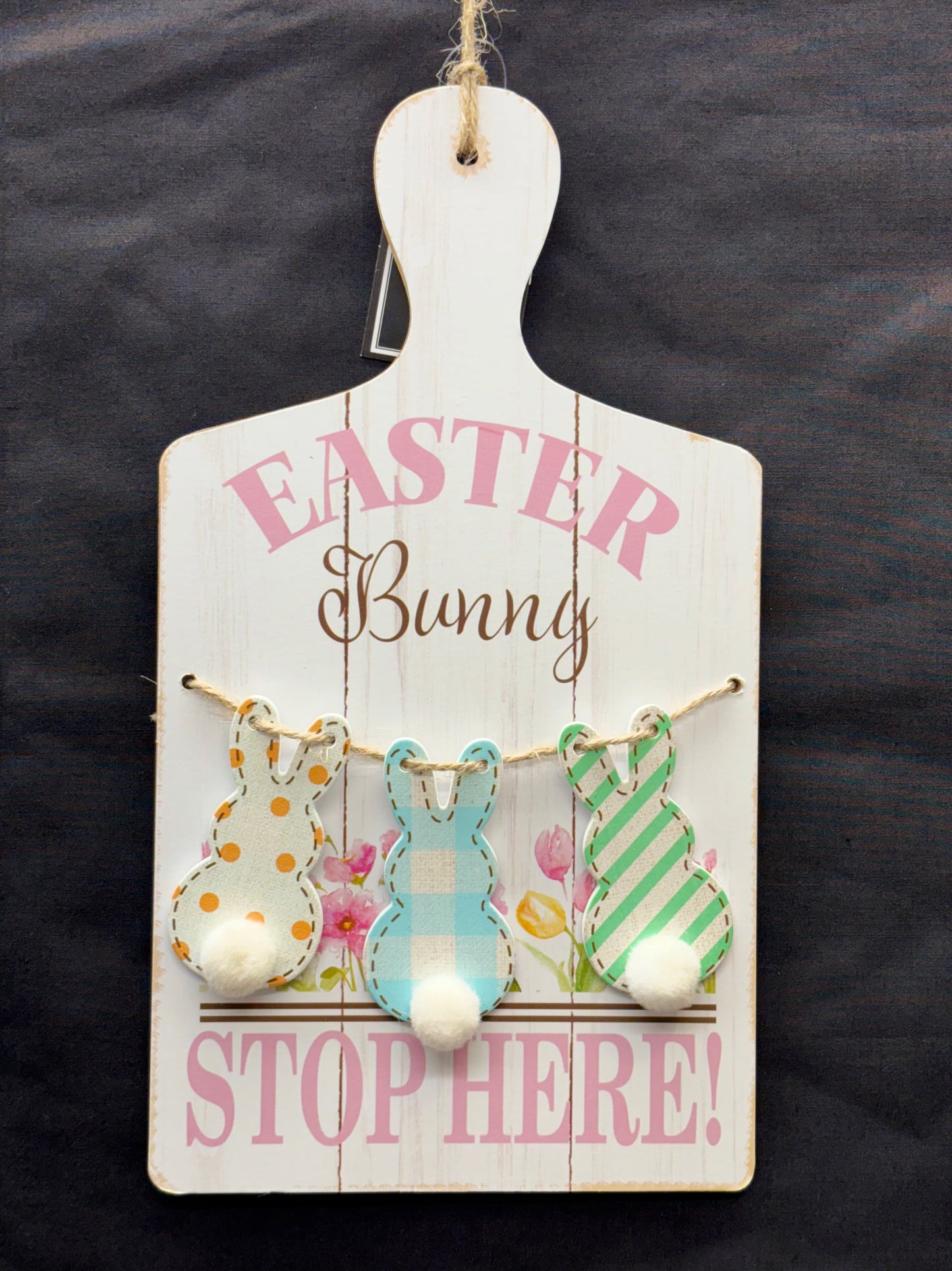 EASTER BUNNY SIGN - STOP HERE 18.5cm x 15.6cm