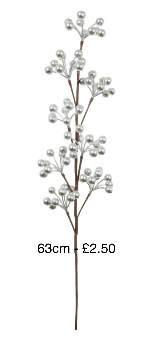 Xmas Silver Berries 63cm