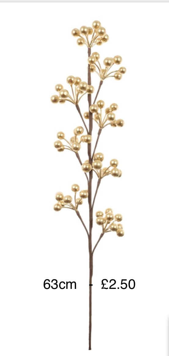 Xmas Gold Berries 63cm