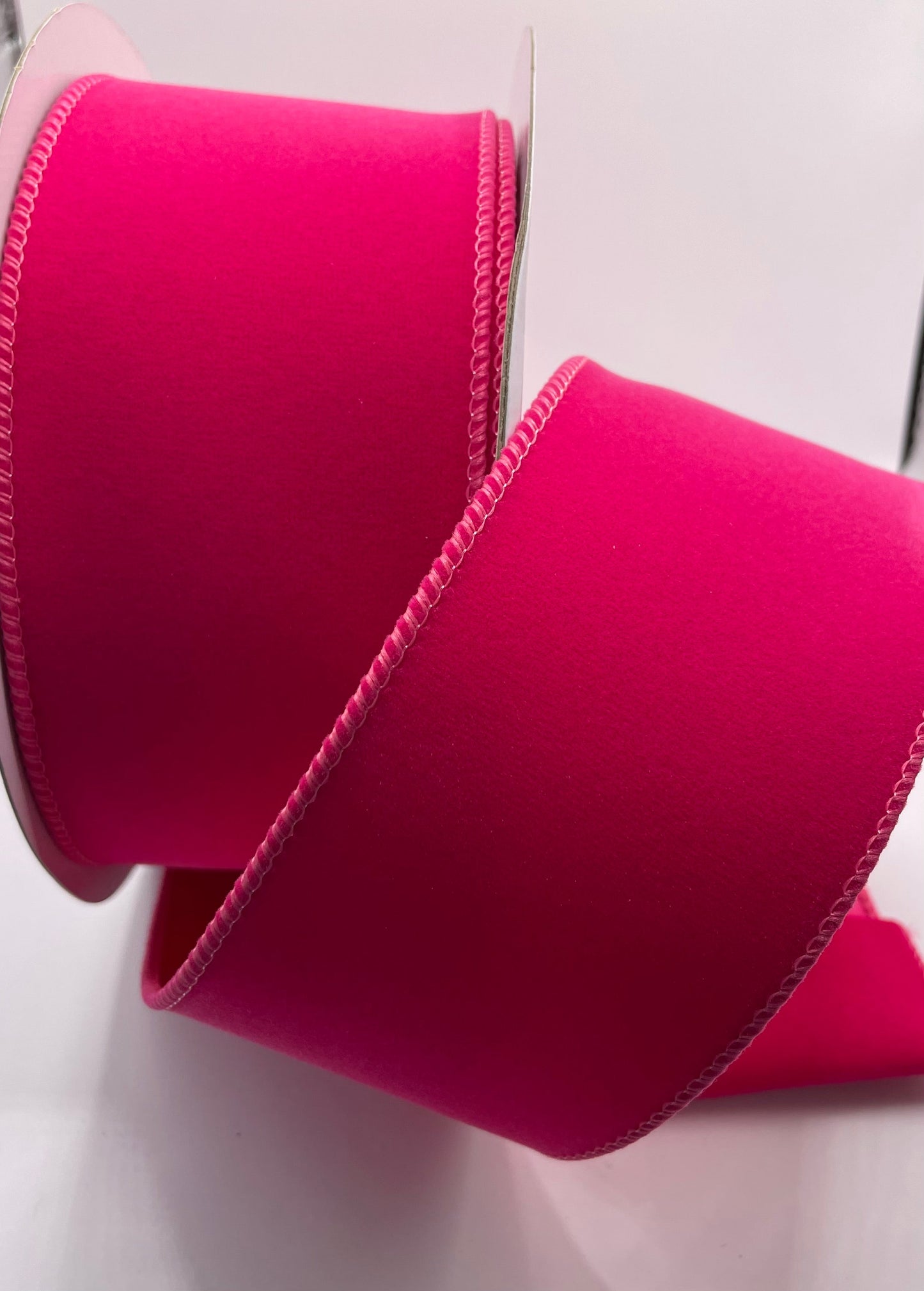 63mm Hot Pink Velvet Wired Christmas Ribbon