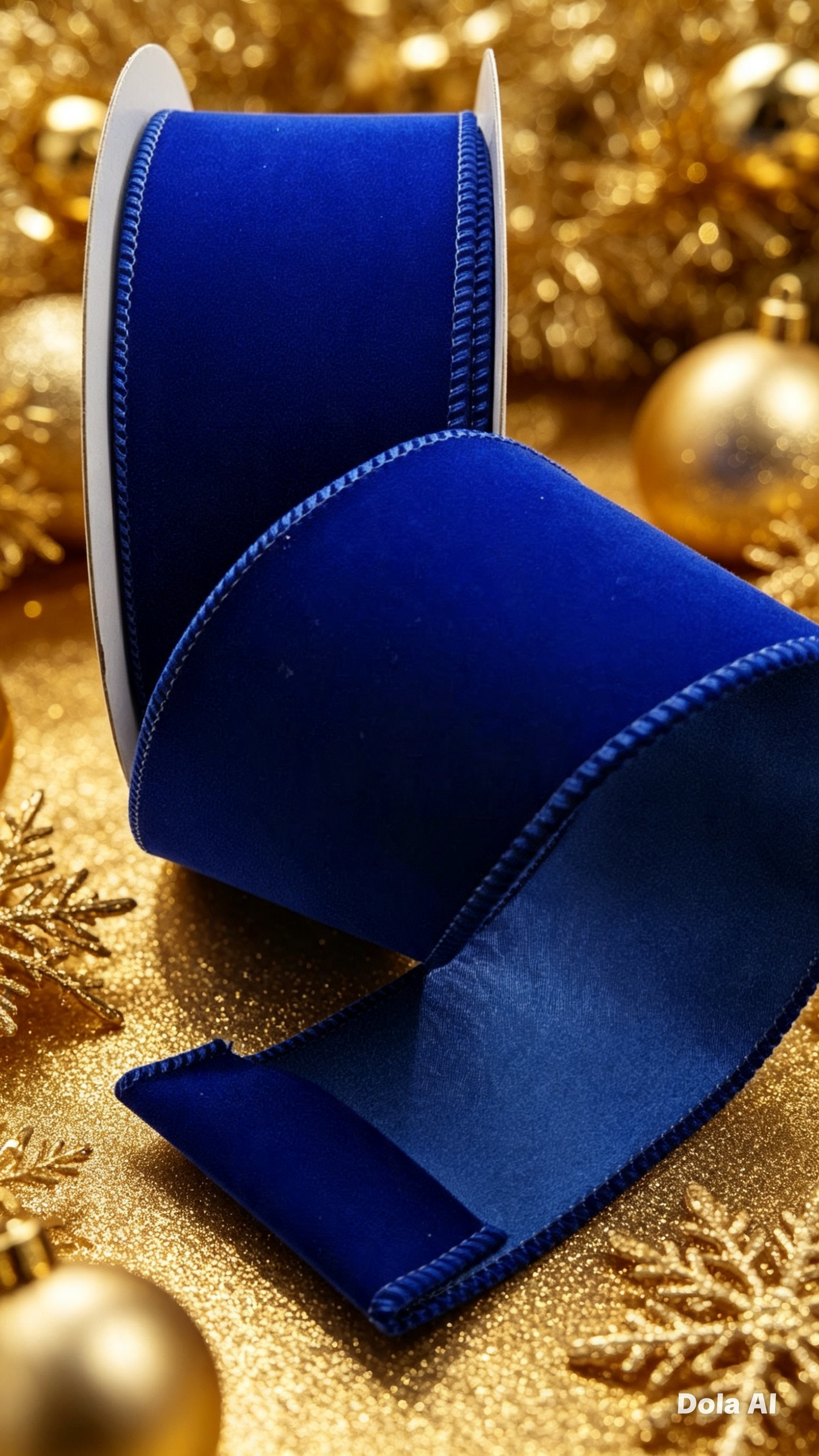 63mm Royal Blue Velvet Wired Christmas Ribbon