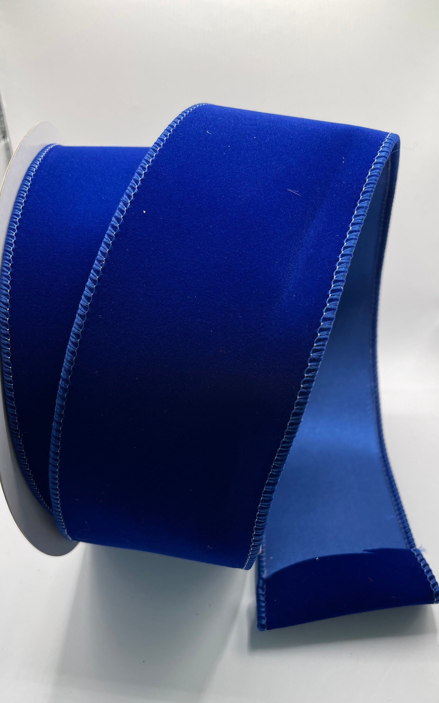 63mm Royal Blue Velvet Wired Christmas Ribbon