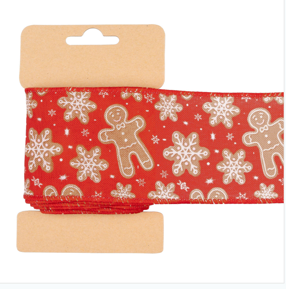 Carded Gingerbread Wired Ribbon
