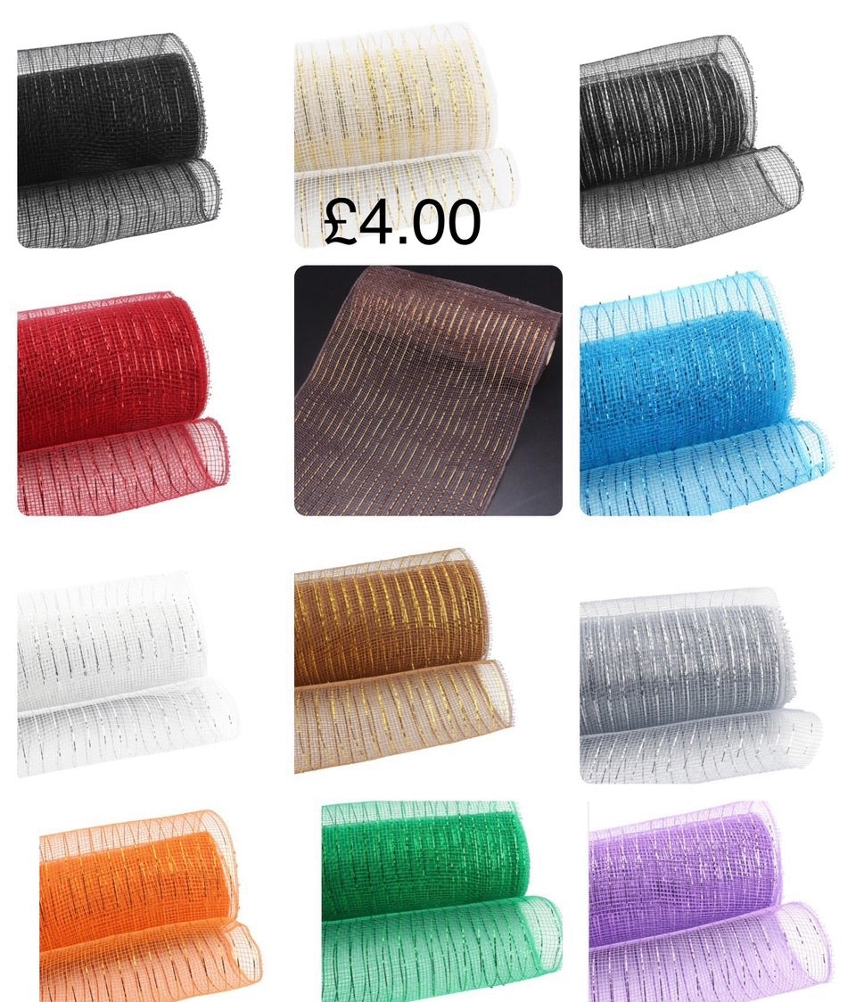Economy Metallic Deco Mesh 25cm x 9.1m