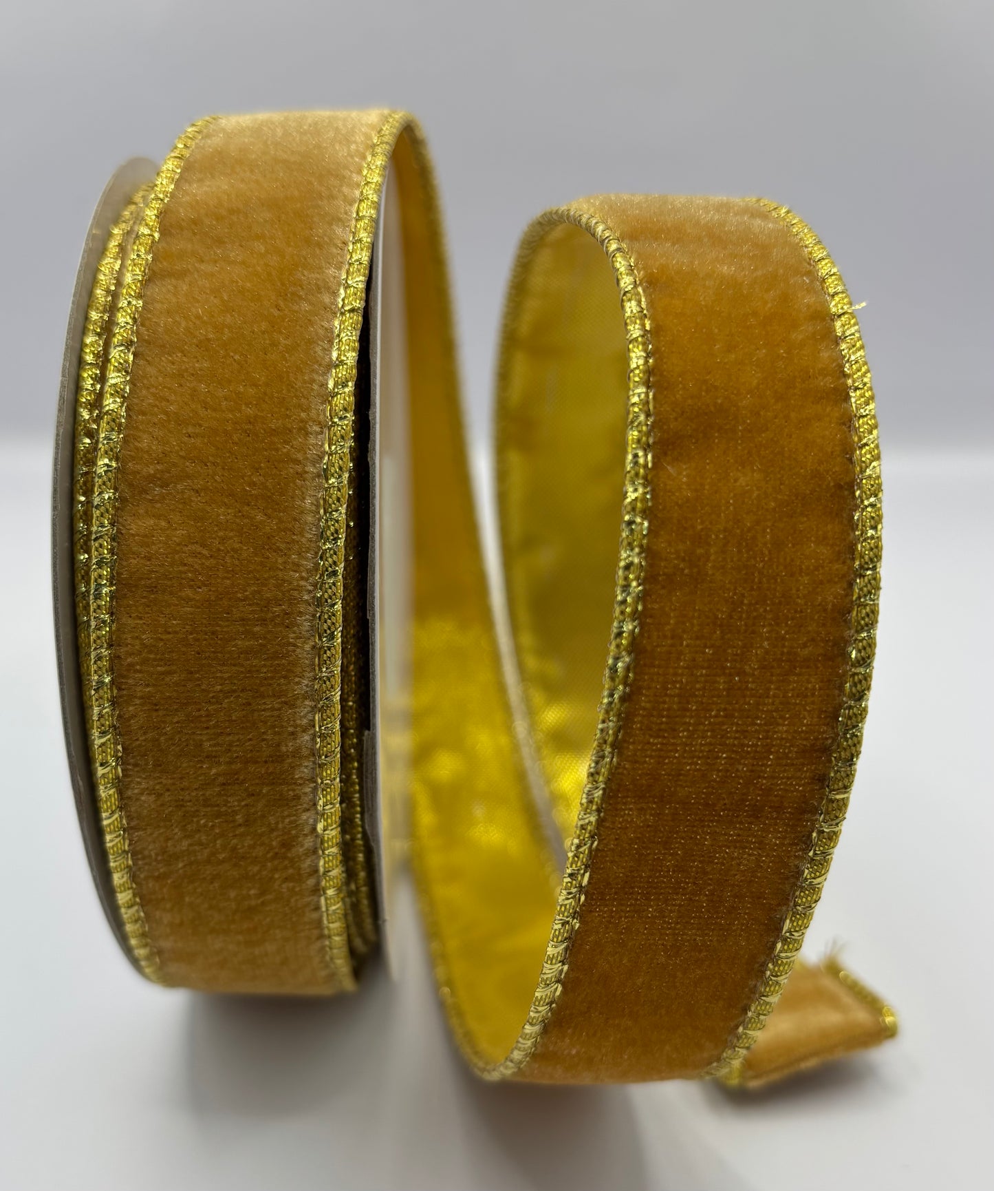 1” (25mm) Gold Velvet and Gold Backed Christmas Ribbon PER METRE