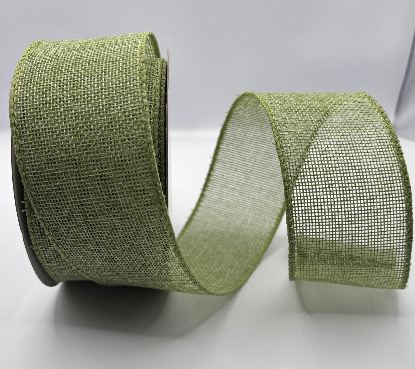 Jute Wired Olive Green Ribbon 50mm x 10 Mtrs