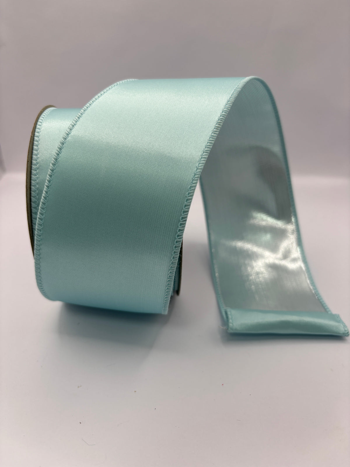 Christmas Wired Edge Luxe Satin Blue/Silver 2.5" x 9.1m