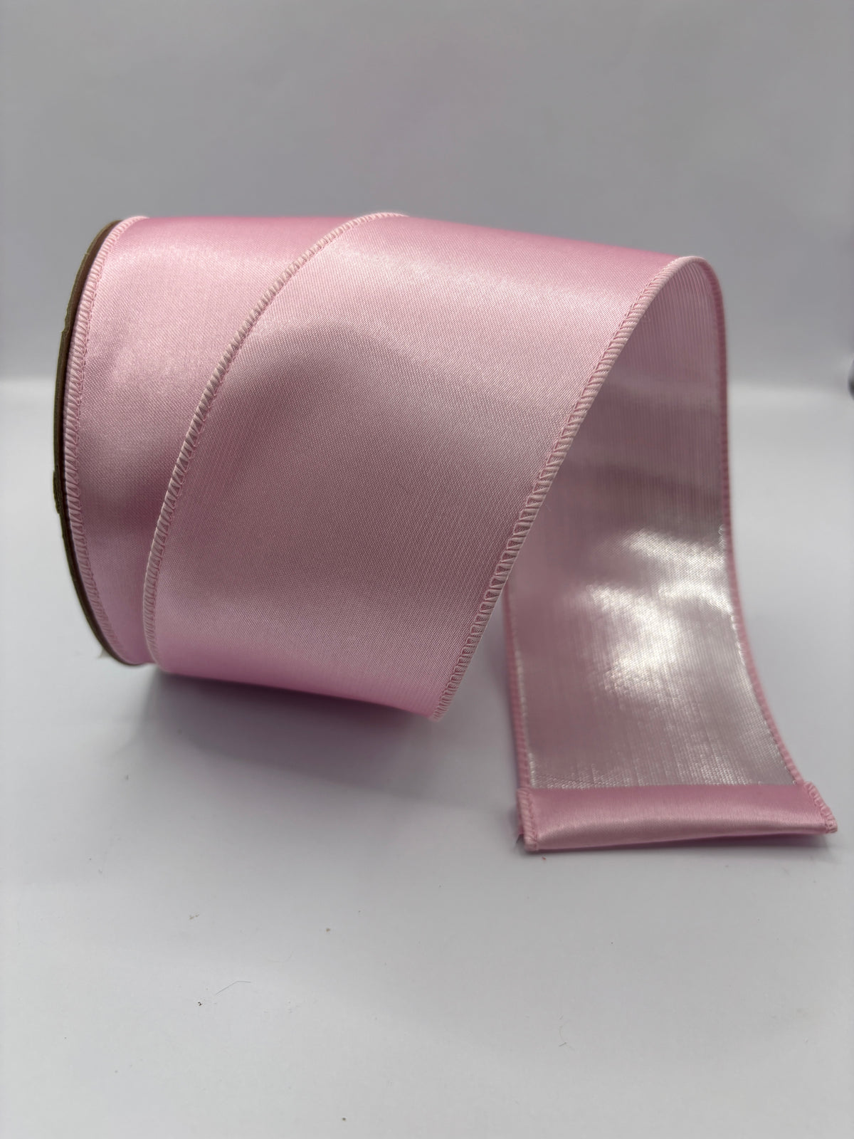 Christmas Wired Edge Luxe Satin Pink/Silver 2.5" x 9.1m