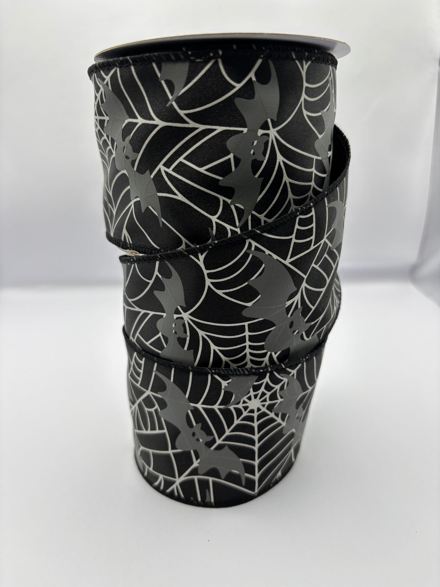 Wired Black And White Cobweb Halloween Ribbon 2.5" x 10 Yards
