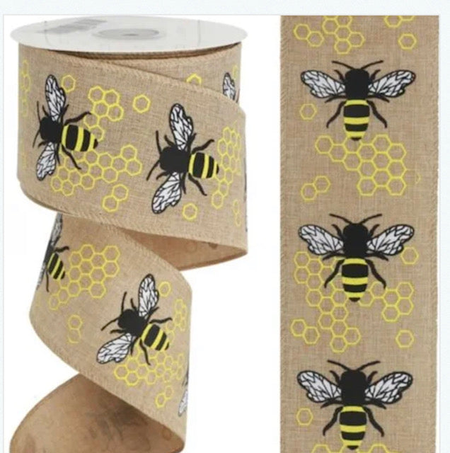 Wired Bee Ribbon 2.5" x 10 yards