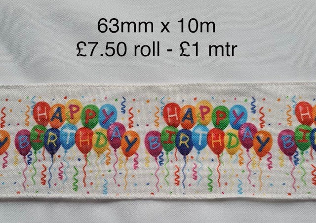 Wired Happy Birthday Ribbon 2.5" x 10 Yards