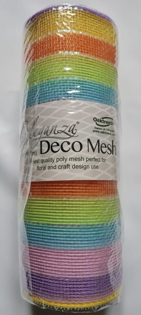 Deco Mesh Pastel Rainbow 10" x 10 yards