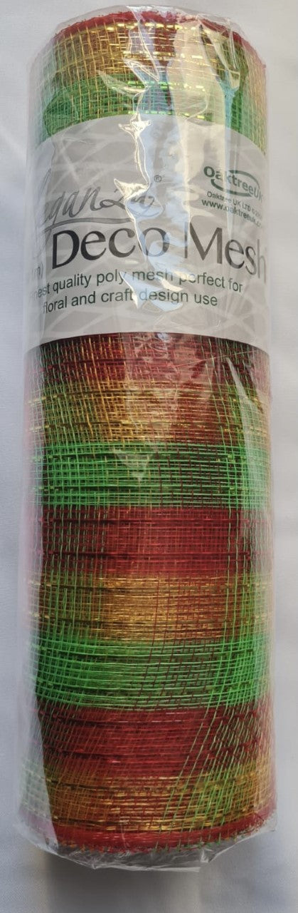 Red/Green/Gold Check Deco Mesh 10" x 10 yards