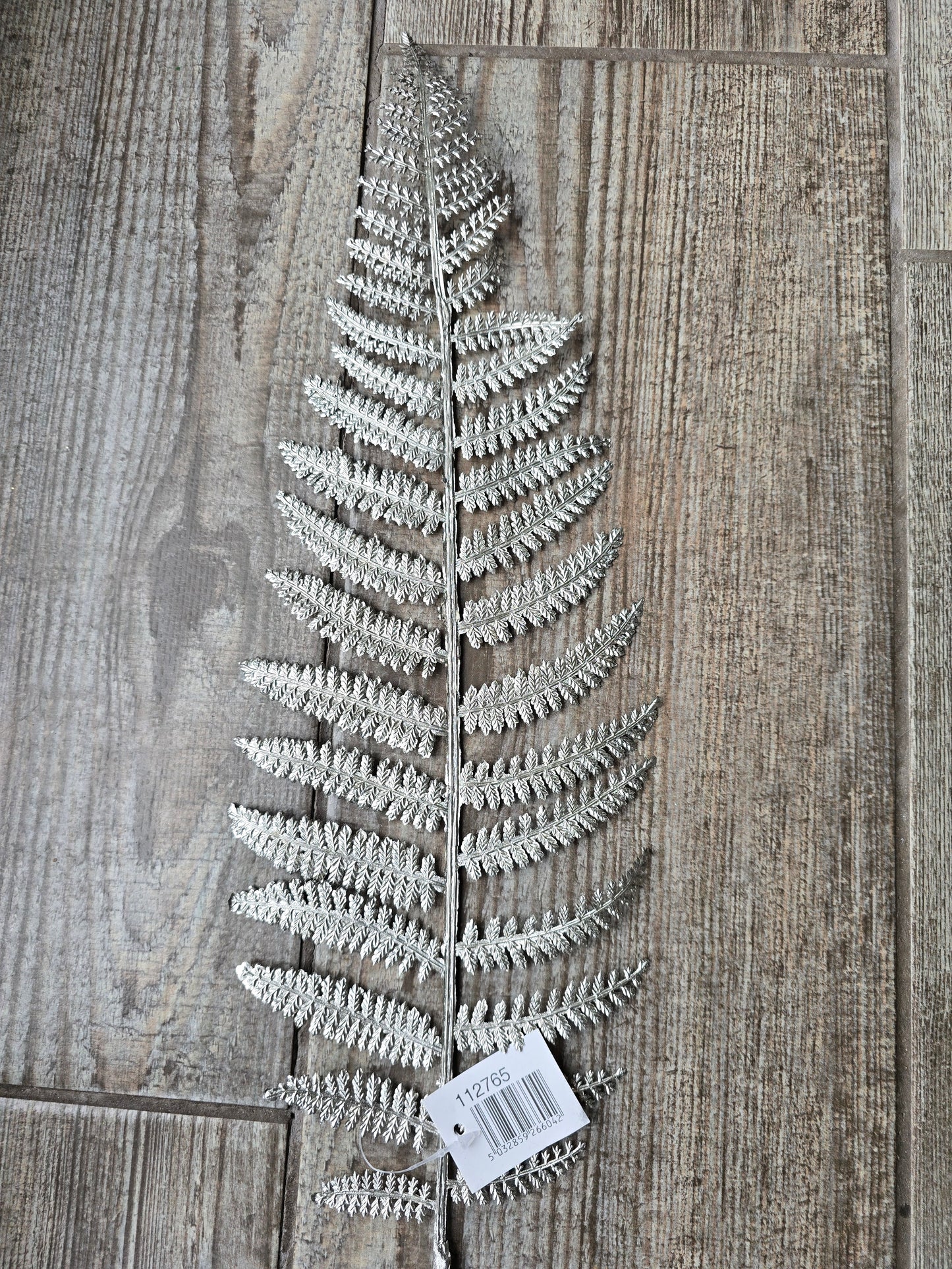 Xmas Plastic Chrome Fern Stem pic Champagne 77cm