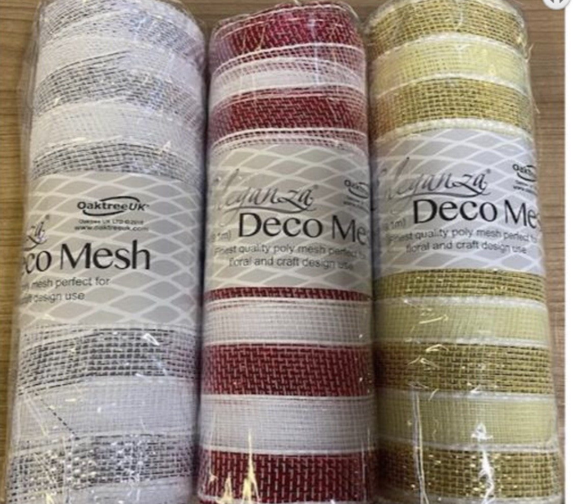 Striped Deco Mesh 10" x 10 yards - Various Colours Available