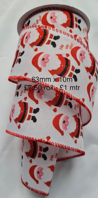 Christmas Santa Wired Ribbon 2.5" x 10 yards