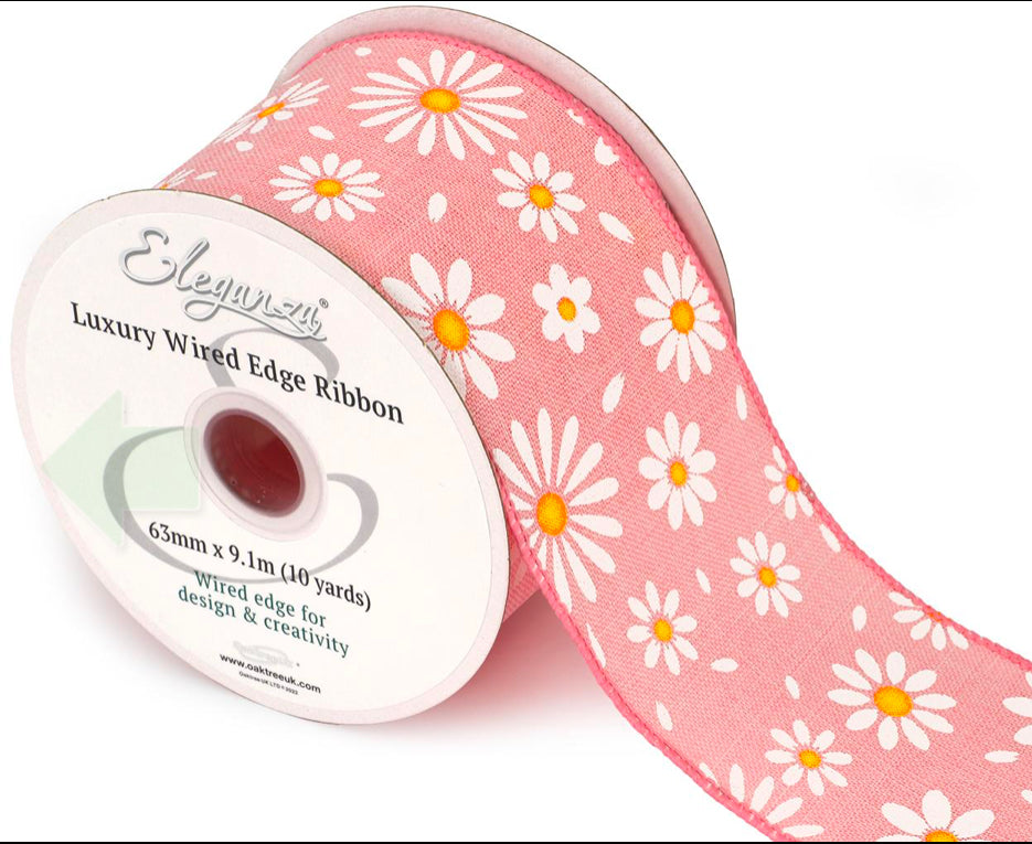 Wired Daisy Ribbon 2.5" x 10 yards
