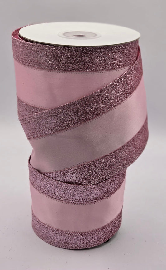 Wired Pink  Glitter Edge Ribbon 2.5" x 10 yards