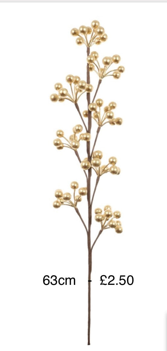Xmas Gold Berries 63cm