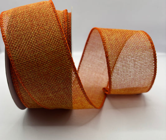 Jute Wired Burnt Orange Ribbon 50mm x 10 Mtrs