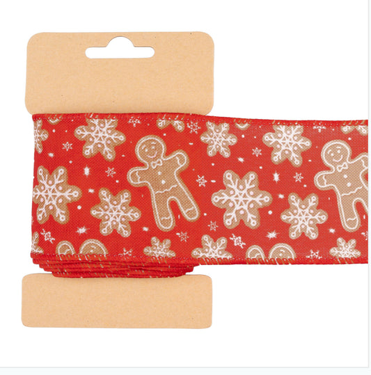 Carded Gingerbread Wired Ribbon