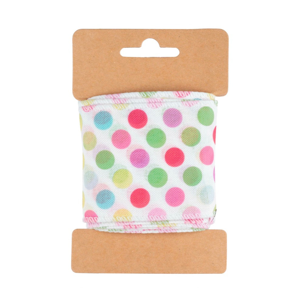 Carded Pastel Polka Dot Wired Ribbon
