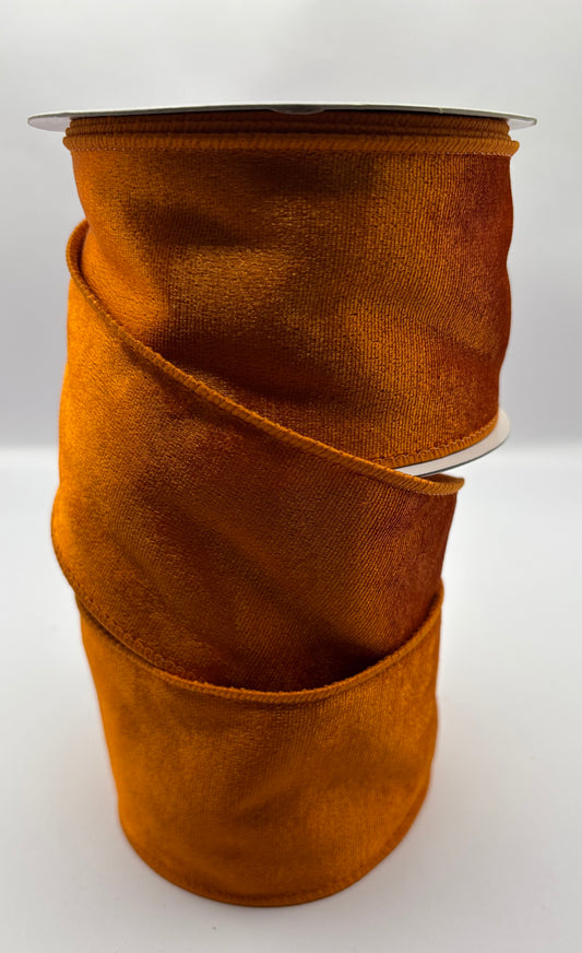 63mm Orange Velvet Christmas Ribbon Per Metre