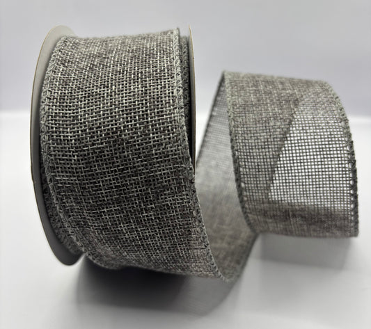 Jute Wired Grey Ribbon 50mm x 10 Mtrs