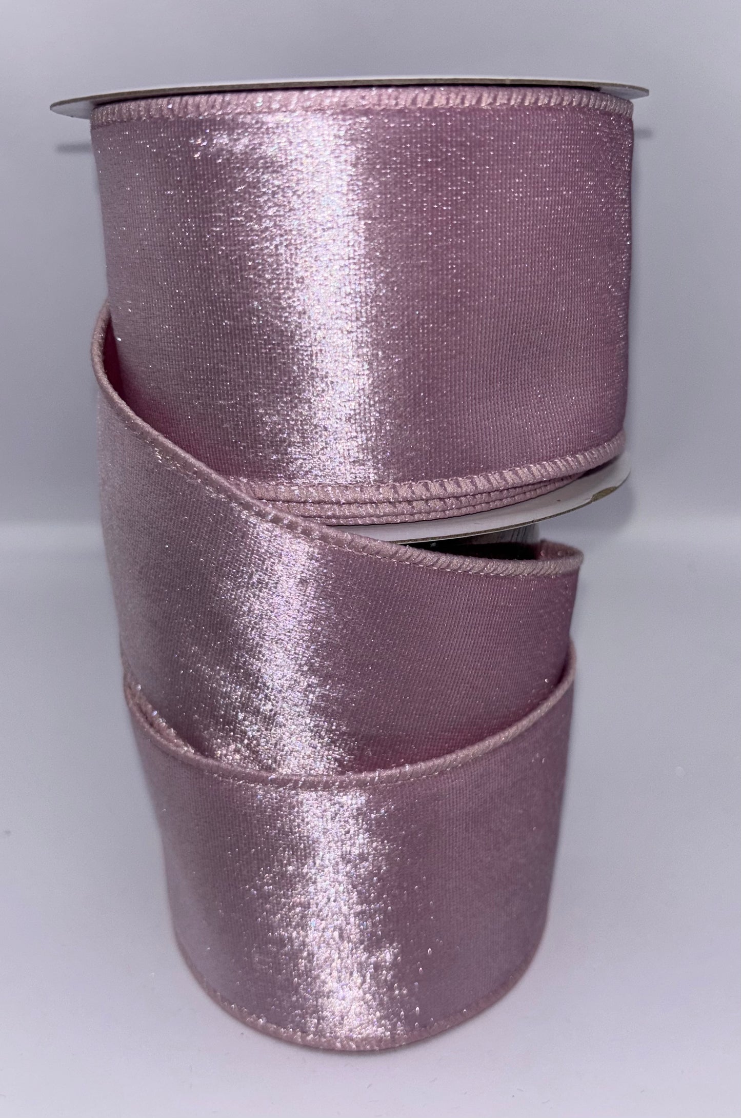 63mm Pale Pink Velvet Christmas Ribbon Per Metre