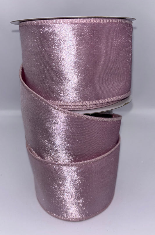 63mm Pale Pink Velvet Christmas Ribbon Per Metre