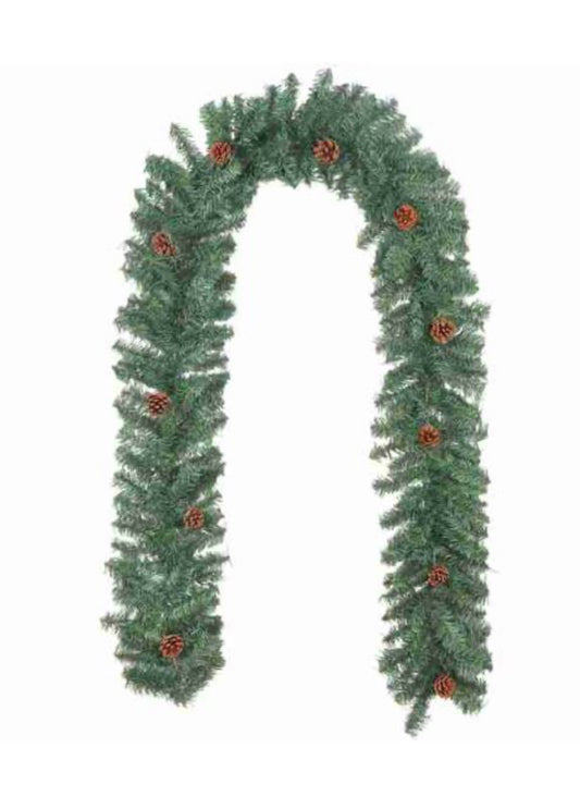 9ft Spruce Garland With Cones