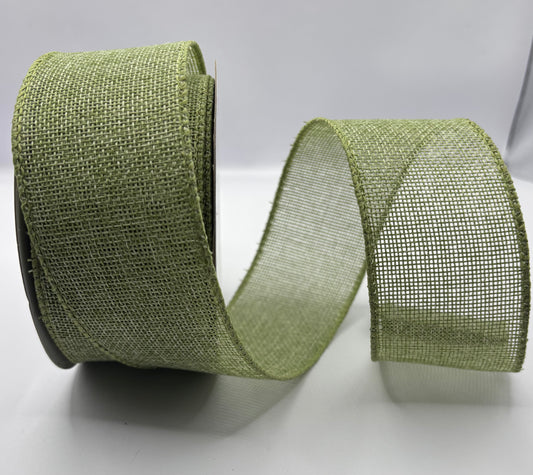Jute Wired Olive Green Ribbon 50mm x 10 Mtrs