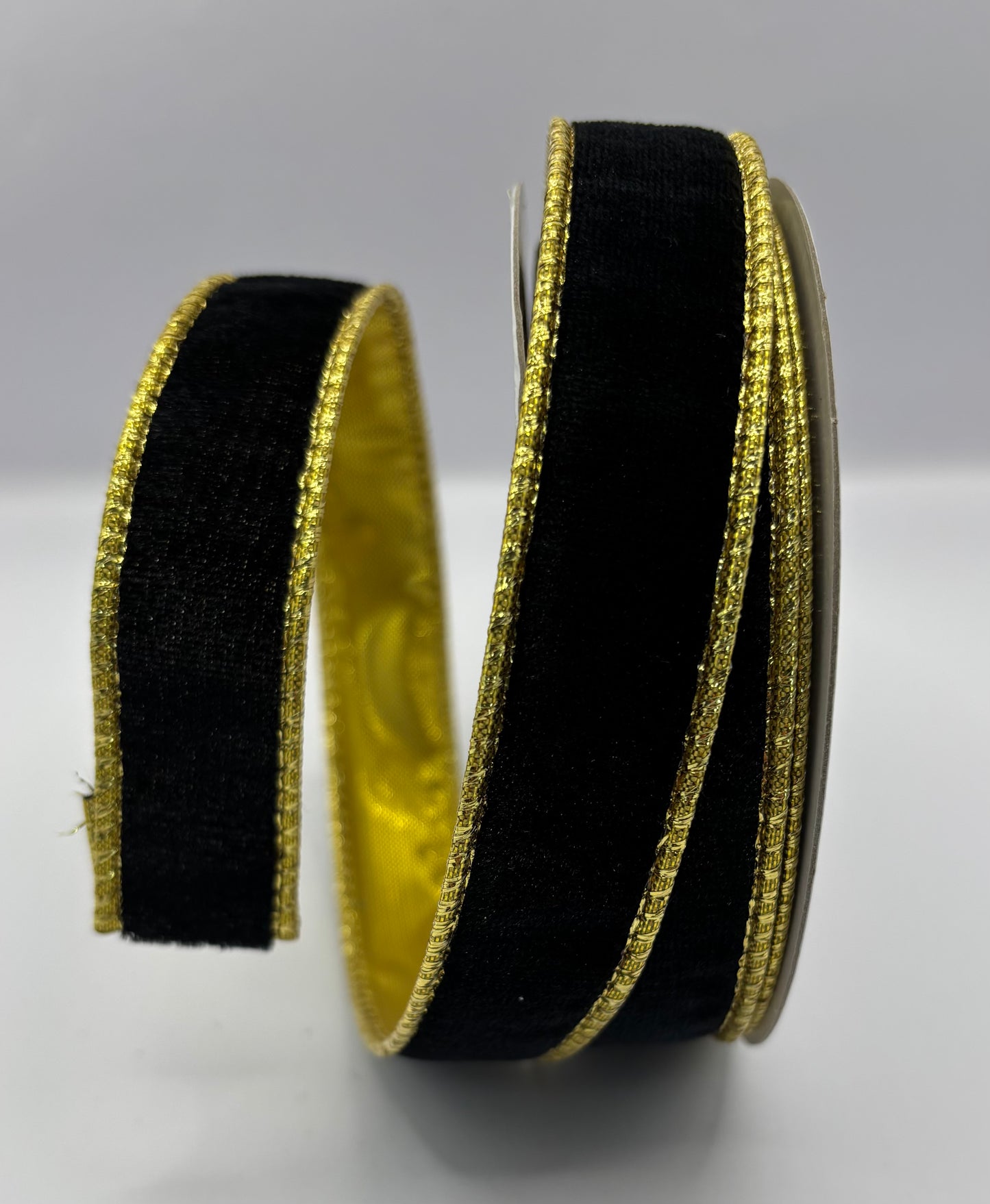 1” (25mm) Black Velvet and Gold Backed Christmas Ribbon PER METRE (Copy)