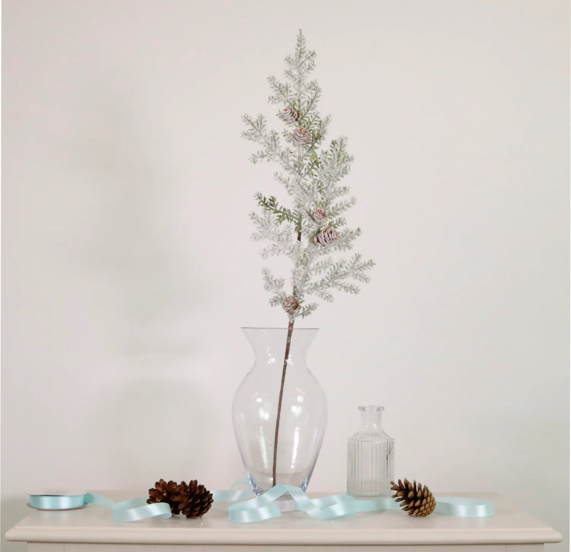 Xmas Snowy Pine & Cone Pic 65cm