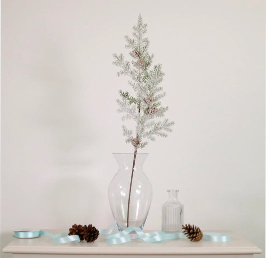 Xmas Snowy Pine & Cone Pic 65cm