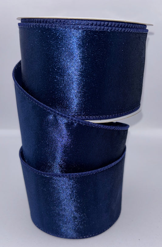 63mm Navy Velvet Christmas Ribbon Per Metre