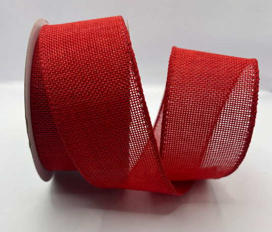 Jute Wired Red Ribbon 50mm x 10 Mtrs