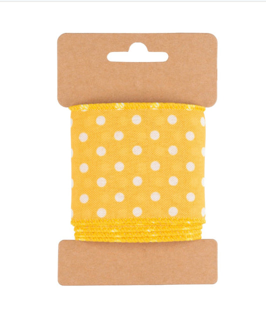 Carded Yellow & White Spot Wired Ribbon