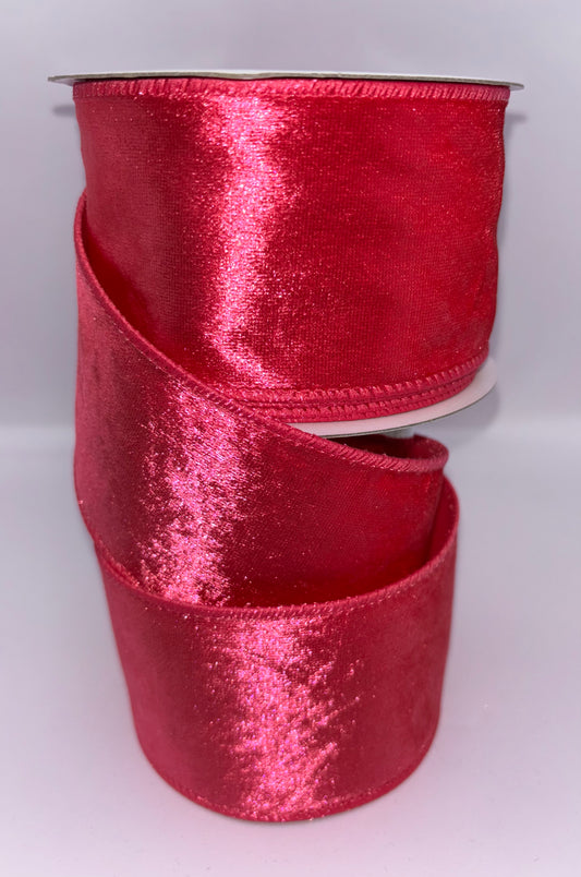 63mm Cerise Velvet Christmas Ribbon Per Metre