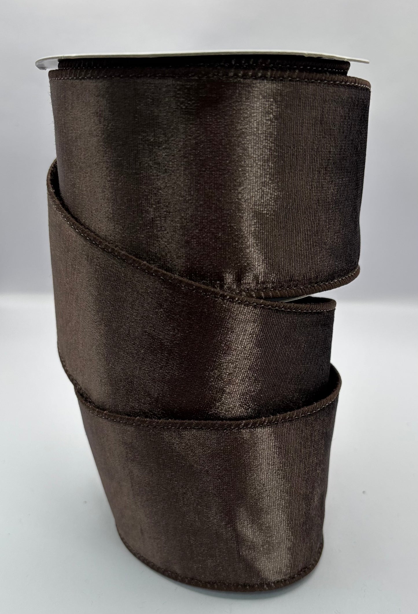 63mm Chocolate Brown Velvet Christmas Wired Ribbon Per Metre
