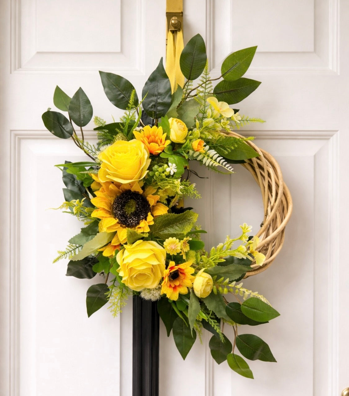 Yellow Flower Wreath Kits on a 25cm wicker base