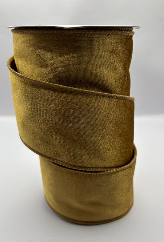 63mm Gold Velvet Christmas Ribbon Per Metre