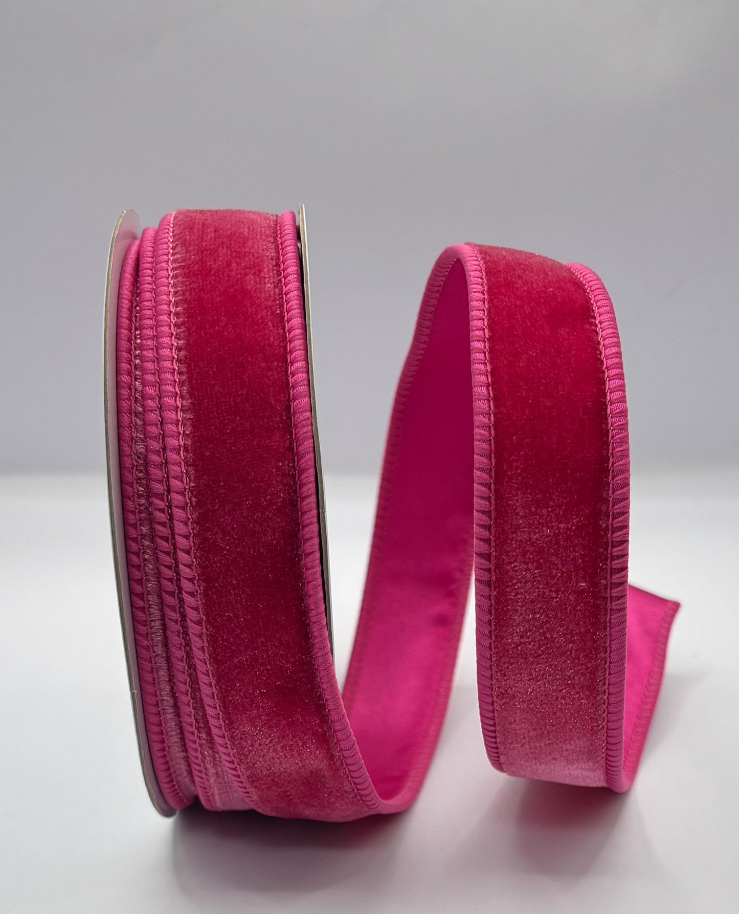 1” (25mm) Cerise Velvet With Cerise Satin Backed Ribbon PER METRE