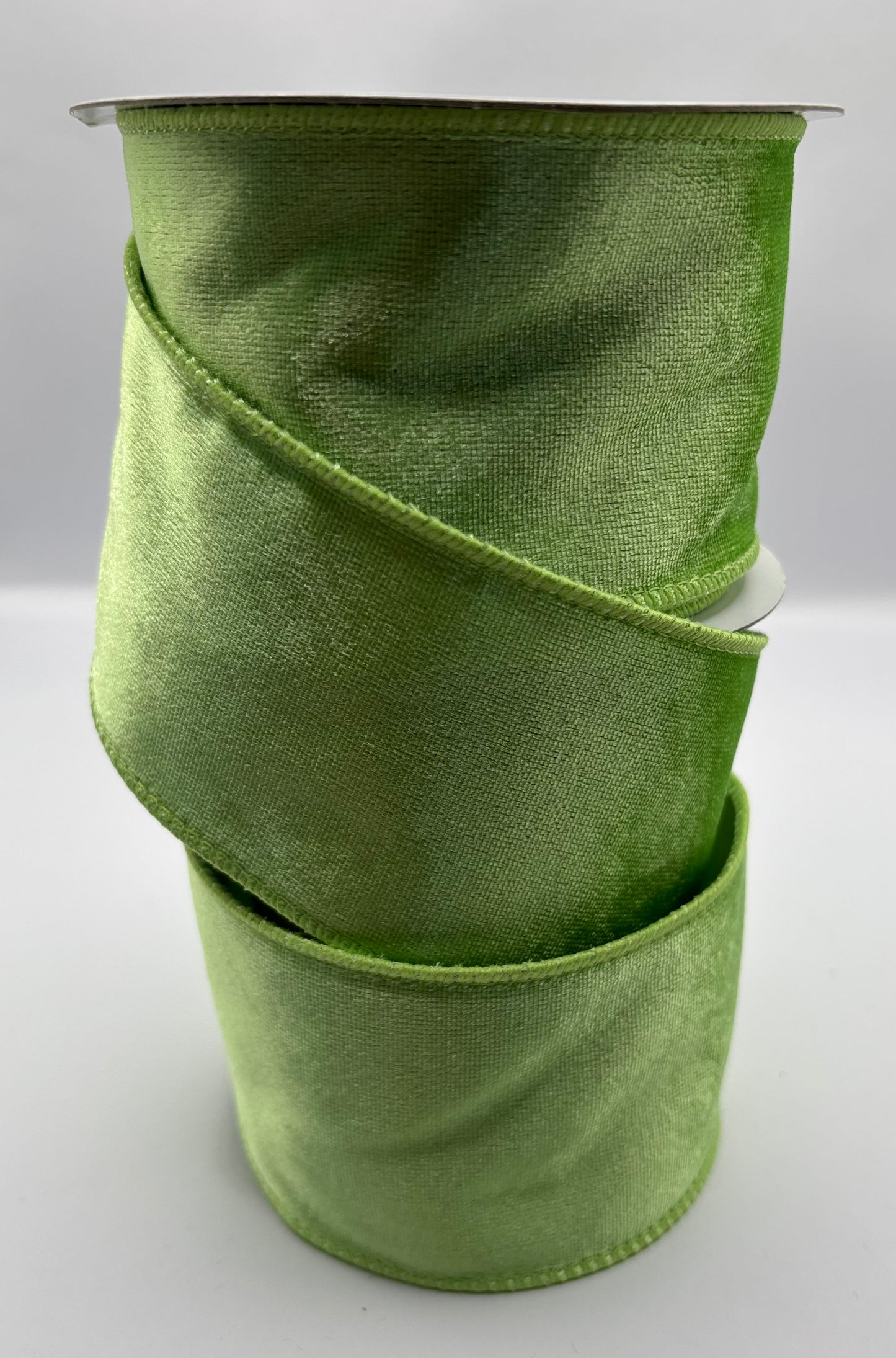 63mm Lime Green Velvet Wired Christmas Ribbon