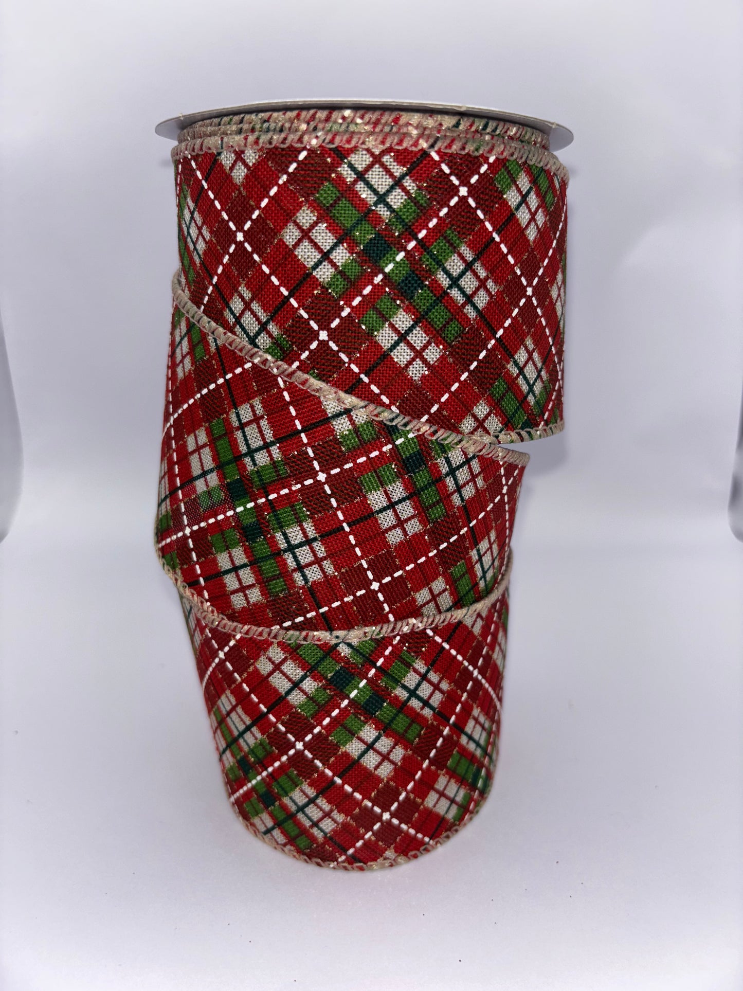 63mm Red Tartan Burlap Wired Christmas Ribbon